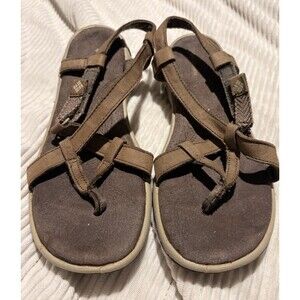 Columbia Abaco Vent Sandals Thong Brown Leather Straps Size 8